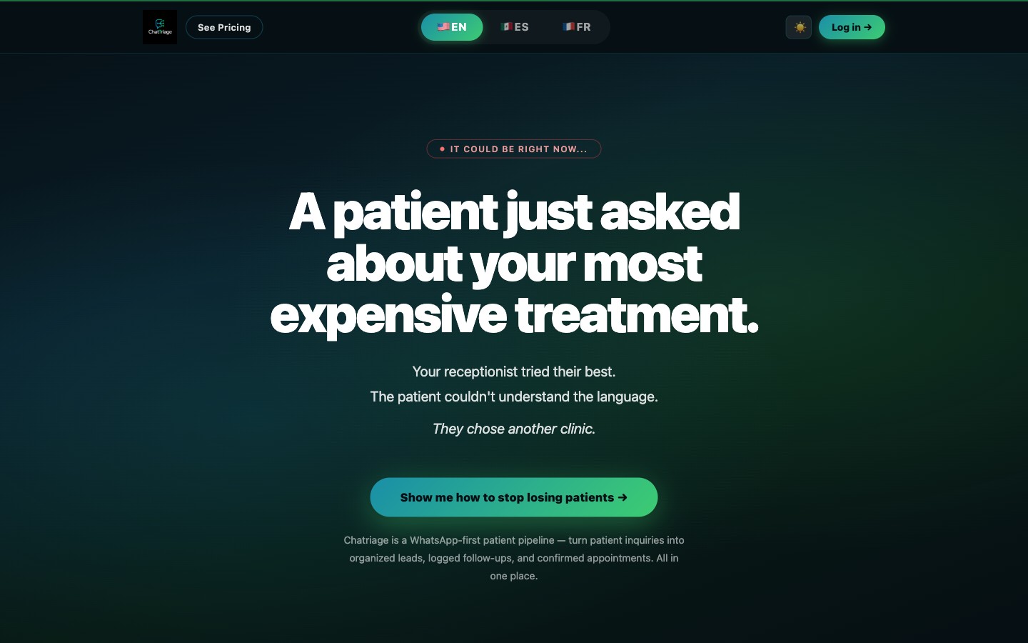 The landing page