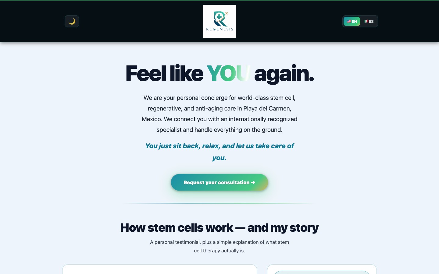 The landing page